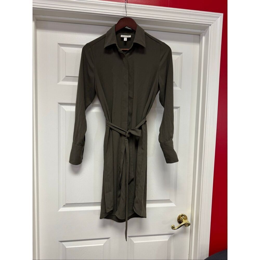 Prologue Army Green Belted Button Down Shirt Dress sz S EUC